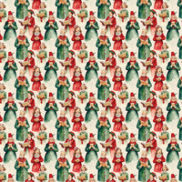 Victorian Holiday Choir Gift Wrap Roll, Vintage Christmas Carolers Wrapping Paper, Retro Christmas Wrapping Paper, Seasonal Present Wrap