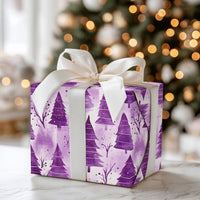 Watercolor Winter Forest Gift Wrap, Purple Christmas Tree Wrapping Paper, Lavender Botanical Holiday Wrapping Paper, Xmas Gift Wrap Roll