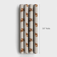 Festive Holiday Lights Gift Wrap, Highland Cow Christmas Wrapping Paper, Farmhouse Animal Wrapping Paper