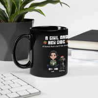 Custom Girl and Dog Illustration Mug, Personalized Dog Mom Christmas Mug, Holiday Pet Owner Coffee Cup, Christmas Present for Dog Lovers