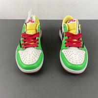 Low Top Sneakers, White Black Green Yellow Colorway, Reverse Hook Design, Lace Up Design, Casual Gift for Sneaker Fans