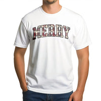 Plaid Collegiate Graphic Shirt, Merry Christmas T-Shirt, Retro Holiday Graphic Tee, Festive Xmas Typography T-Shirt, Winter Graphic Tee