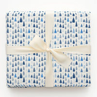 Winter Forest Holiday Gift Wrap, Blue Pine Tree Wrapping Paper, Woodland Pine Tree Wrapping Paper, Christmas Tree Gift Wrap Roll