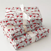 Sports Holiday Gift Wrap, Baseball Santa Hat Christmas Wrapping Paper, Watercolor Baseball Wrapping Paper, Festive Player Wrapping Paper
