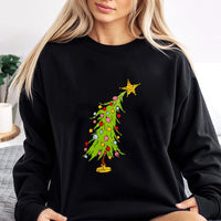 Hand Drawn Holiday Sweatshirt, Retro Christmas Tree Sweatshirt, Festive Xmas Graphic Sweatshirt, Winter Season Crewneck