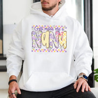 Floral Checkerboard Nana Sweatshirt, God Made Me a Nana Hoodie, Grandmother Graphic Hooded Pullover, Blessed Nana Christmas Present