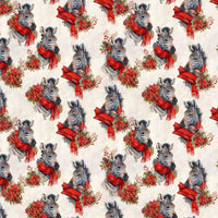 Festive Winter Scarf Gift Wrap, Zebra Christmas Wrapping Paper, Poinsettia Safari Animal Present Paper, Dog Lover Xmas Wrapping Paper