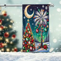 Crescent Moon Holiday Yard Flag, South Carolina Christmas Palmetto Garden Flag, Double-Sided SC Xmas Lawn Flag, Southern Winter Porch Decor