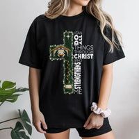 Nativity Cross Christmas Shirt, I Can Do All Things Through Christ T-Shirt, Christian Faith Graphic Tee, Religious Bible Verse Shirt Present