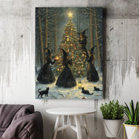 Snowy Forest Fantasy Canvas Print, Witch Christmas Tree Canvas Wall Art, Spooky Winter Holiday Wall Decor, Witchy Aesthetic Present