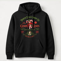 North Pole Christmas Sweatshirt, Retro Candy Cane Hoodie, Adorable Vintage Xmas Holiday Pullover, Festive Winter Hooded Sweater, Christmas Present
