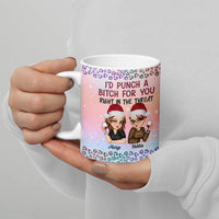 Punch a Bitch for You Holiday Coffee Cup, Humorous Best Friend Ceramic Mug, Sarcastic Soul Sister Mug, Christmas Present for Bestie Drinkware