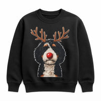 Humorous Reindeer Dog Sweatshirt, Bernadoodle Christmas Sweatshirt, Holiday Bernedoodle Crewneck, Comfy Dog Lover Xmas Graphic Sweatshirt