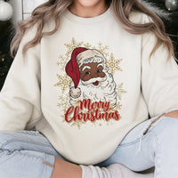 African American Santa Claus Crewneck, Black Santa Christmas Sweatshirt, Comfy Festive Holiday Sweater, Melanin Xmas Pullover Present