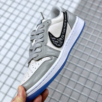 Low Top Sneakers, Gray White Colorway, Lace Up Design, Casual Gift for Sneaker Fans