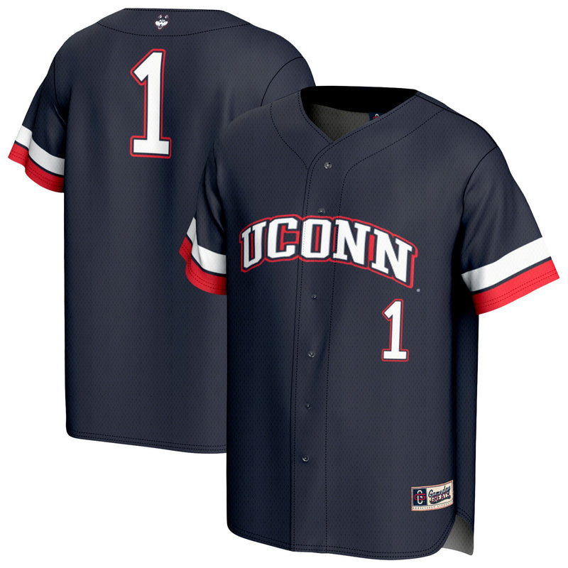 #1 UConn Huskies Lightweight Collegiate Baseball Fashion Jersey - Navy