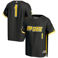 #1 Appalachian State Mountaineers Lightweight Baseball Fashion Jersey - Black