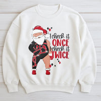 Gymnast Santa Pullover, Humorous Santa Sweatshirt, I Check It Twice Crewneck, Fitness Holiday Sweater, Christmas Gymnast Present