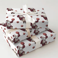 Red Maroon Sports Gift Wrap, Basketball Santa Wrapping Paper, State Basketball Wrapping Paper, Christmas Holiday Gift Wrap Roll