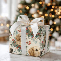 Watercolor Dog Gift Wrap, Golden Retriever Christmas Wrapping Paper, Golden Retriever Holiday Wrapping Paper, Adorable Pet Present Wrap