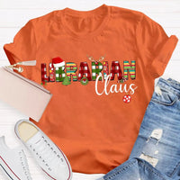 Custom Name Book Lover Holiday Shirt, Personalized Librarian Christmas T-Shirt, Festive Library Graphic Tee, Xmas Reading Present