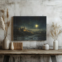 Night Nativity Scene Canvas Print, Star of Bethlehem Canvas Wall Art, Christian Wall Decor, Religious Christmas Decor Canvas Art Present
