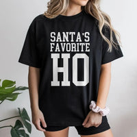 Humorous Christmas Party Shirt, Santas Favorite Ho T-Shirt, Sarcastic Naughty List Tee, Retro Holiday Graphic T-Shirt, Humor Christmas Present