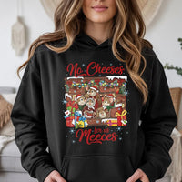 Humorous Christmas Mouse Sweatshirt, No Cheeses for Us Meeces Hoodie, Festive Holiday Pullover Hoodie, Adorable Xmas Animal Hooded Sweatshirt