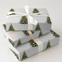 Winter Forest Holiday Gift Wrap, Snowy Christmas Tree Wrapping Paper, Snow Dusted Evergreen Tree Paper, Festive Present Wrap Roll for Presents