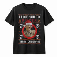 True Crime Ugly Sweater Tee, I Love You to Pieces Christmas T-Shirt, Dark Humor Holiday Graphic T-Shirt, Sarcastic Crime Podcast Fan Tee