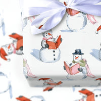 Caroling Snowman Gift Wrap, Singing Snowman Christmas Wrapping Paper, Watercolor Winter Wrapping Paper, Festive Xmas Present Wrapping Paper