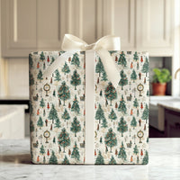 Vintage Street Scene Holiday Gift Wrap, Victorian Christmas Village Wrapping Paper, Nostalgic Xmas Wrapping Paper, Elegant Gift Wrap Roll