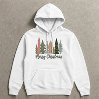 Boho Aesthetic Holiday Tree Sweatshirt, Merry Christmas Tree Hoodie, Comfy Winter Xmas Pullover, Festive Christmas Hooded Sweater