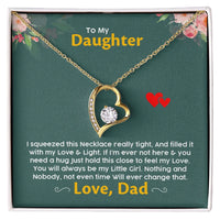 Forever Love Heart Pendant Necklace, Daughter Necklace from Dad, 14K White Gold Finish Jewelry Necklace, Birthday Christmas Present for Her