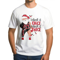 Sassy Christmas Graphic T-Shirt, I Check It Twice Santa T-Shirt, Humorous Holiday Party Shirt, Retro Xmas Tee, Holiday Present for Women T-Shirt