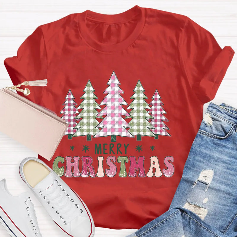 Pink Bow Aesthetic Holiday Graphic Tee, Coquette Christmas Tree T-Shirt, Girly Winter Vacation Shirt, Vintage Christmas Present for Her