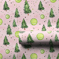 Watercolor Pine Tree Gift Wrap, Tennis Tree Wrapping Paper, Tennis Lover Christmas Wrapping Paper, Festive Sports Holiday Gift Wrap Roll