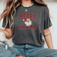 Retro Santa Claus Graphic Tee, Vintage Merry Christmas T-Shirt, Festive Holiday Season Shirt, Traditional Xmas Graphic Tee