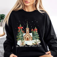 Watercolor Church Christmas Crewneck, Oh Come Let Us Adore Him Sweatshirt, Christian Nativity Religious Pullover, Holiday Faith Sweater