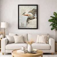 Winter Bird Oil Painting Canvas Print, Snowman Canvas Wall Art, Holiday Snowman Canvas, Christmas Wall Decor, Comfy Winter Home Decor Present