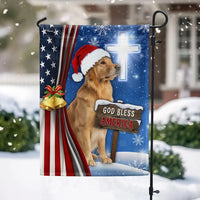 God Bless America Lawn Flag, Golden Retriever Christmas Garden Flag, Patriotic Holiday Yard Flag, Christian Cross Outdoor Flag