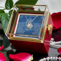 Rotating Rose Box Knot Pendant, Love Knot Necklace for Wife, Gold Finish Love Knot Necklace, Christmas Present for Her, Anniversary Present