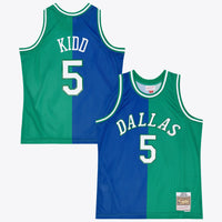 Dallas Mavericks Jason Kidd 1994 Split Swingman Jersey - Blue/Green