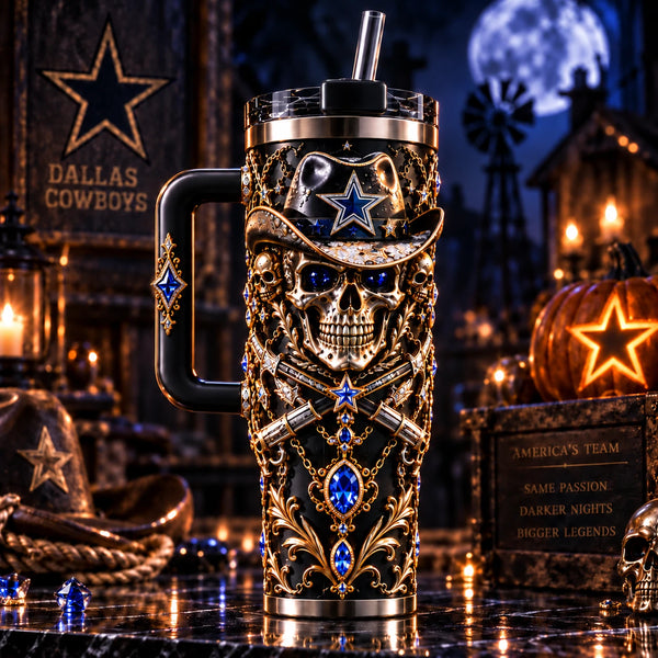 DAL Midnight Legend - Skull, Star and Gold Filigree Tumbler - main
