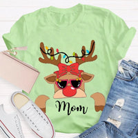 Custom Name Holiday Shirt, Christmas Elk and Bow T-Shirt, Festive Deer Graphic Tee, Personalized Xmas T-Shirt, Matching Family Holiday Present
