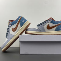 Low Top Sneakers, Blue White Gray Colorway, Lace Up Design, Casual Gift for Sneaker Fans