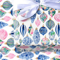 Ginger Jar Ornament Wrapping Paper, Chinoiserie Christmas Wrapping Paper, Grandmillennial Holiday Gift Wrap