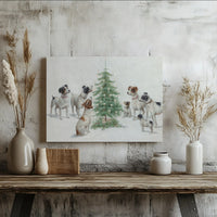 Vintage Dog Canvas Print, Jack Russell Terrier Christmas Canvas Art, Holiday Pet Canvas Wall Art, Festive Puppy Wall Decor, Dog Lover Present
