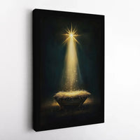 Star of Bethlehem Manger Canvas Print, Nativity Scene Canvas Wall Art, Religious Christmas Wall Decor, Holy Night Christian Canvas Art