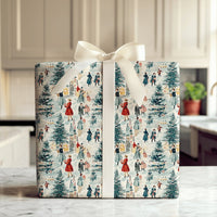 Nostalgic Holiday Gift Wrap, Vintage Winter Village Christmas Wrapping Paper, Retro Town Wrapping Paper, Festive Xmas Gift Wrap Roll